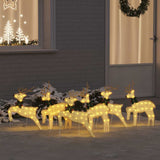vidaXL LED Reindeer 4 pcs Gold Fabric