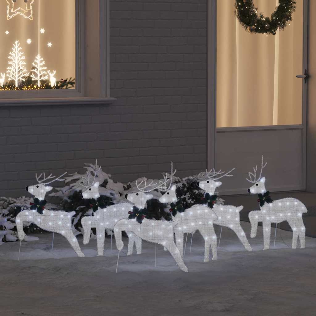 vidaXL LED Reindeer 4 pcs Gold Fabric