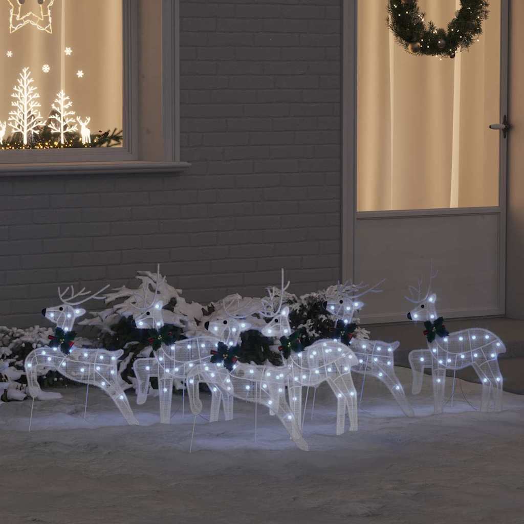 vidaXL LED Reindeer 4 pcs Gold Fabric