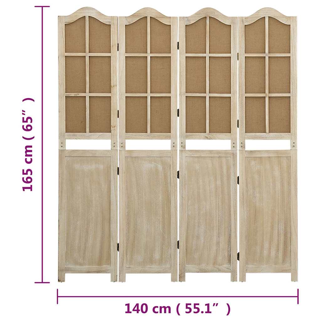 vidaXL Kamerscherm met 4 panelen 140x165 cm stof bruin