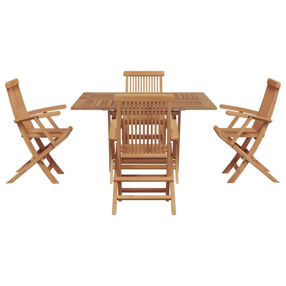 vidaXL Tuin Eettafel Set Bruin Massief Teakhout