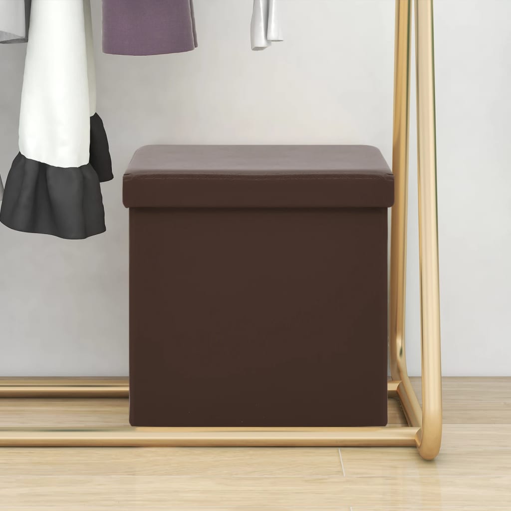 vidaXL Folding Storage Ottomans 2 pcs Faux Leather Black