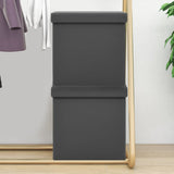 vidaXL Folding Storage Ottomans 2 pcs Faux Leather Black