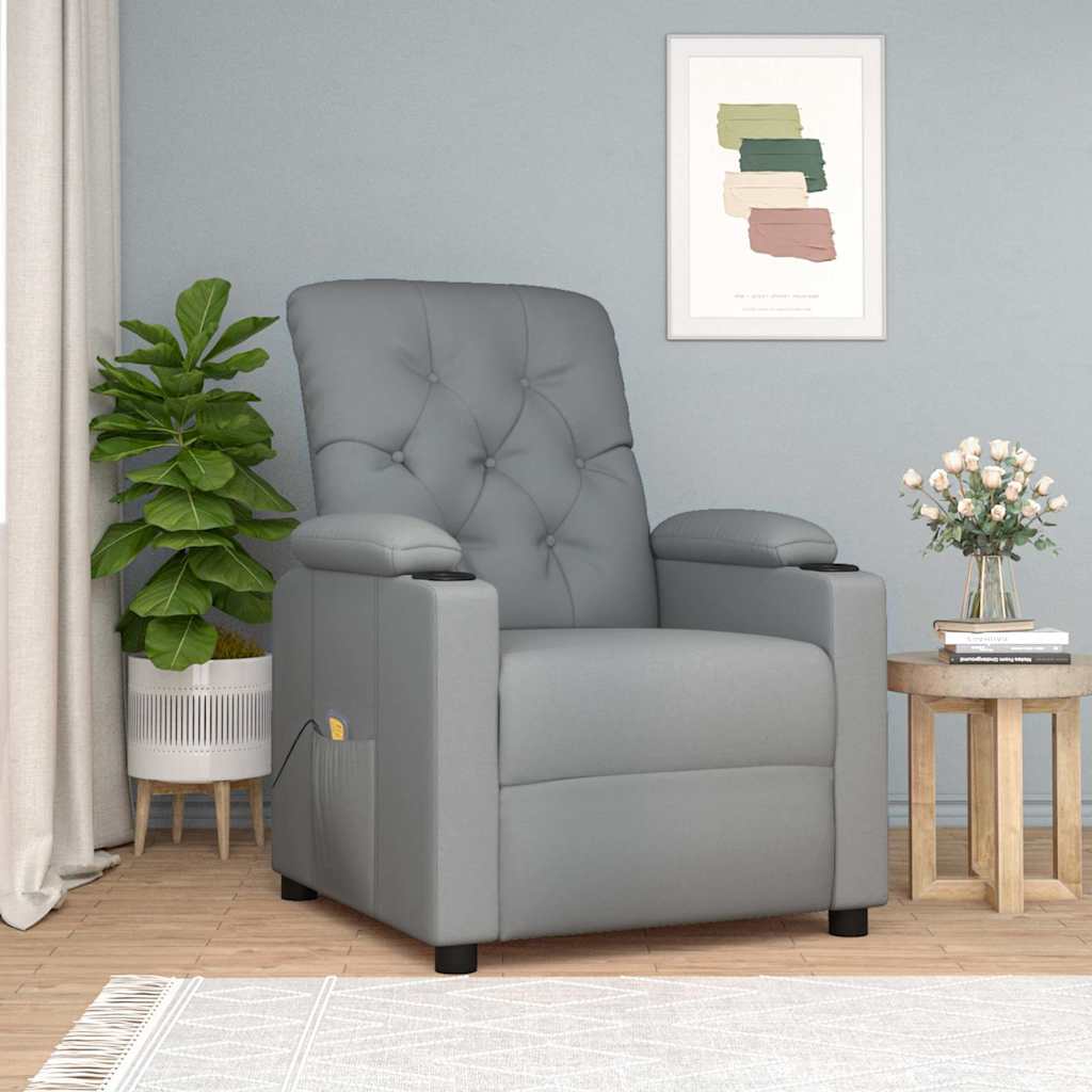 vidaXL Massage Recliner Fabric Light Grey