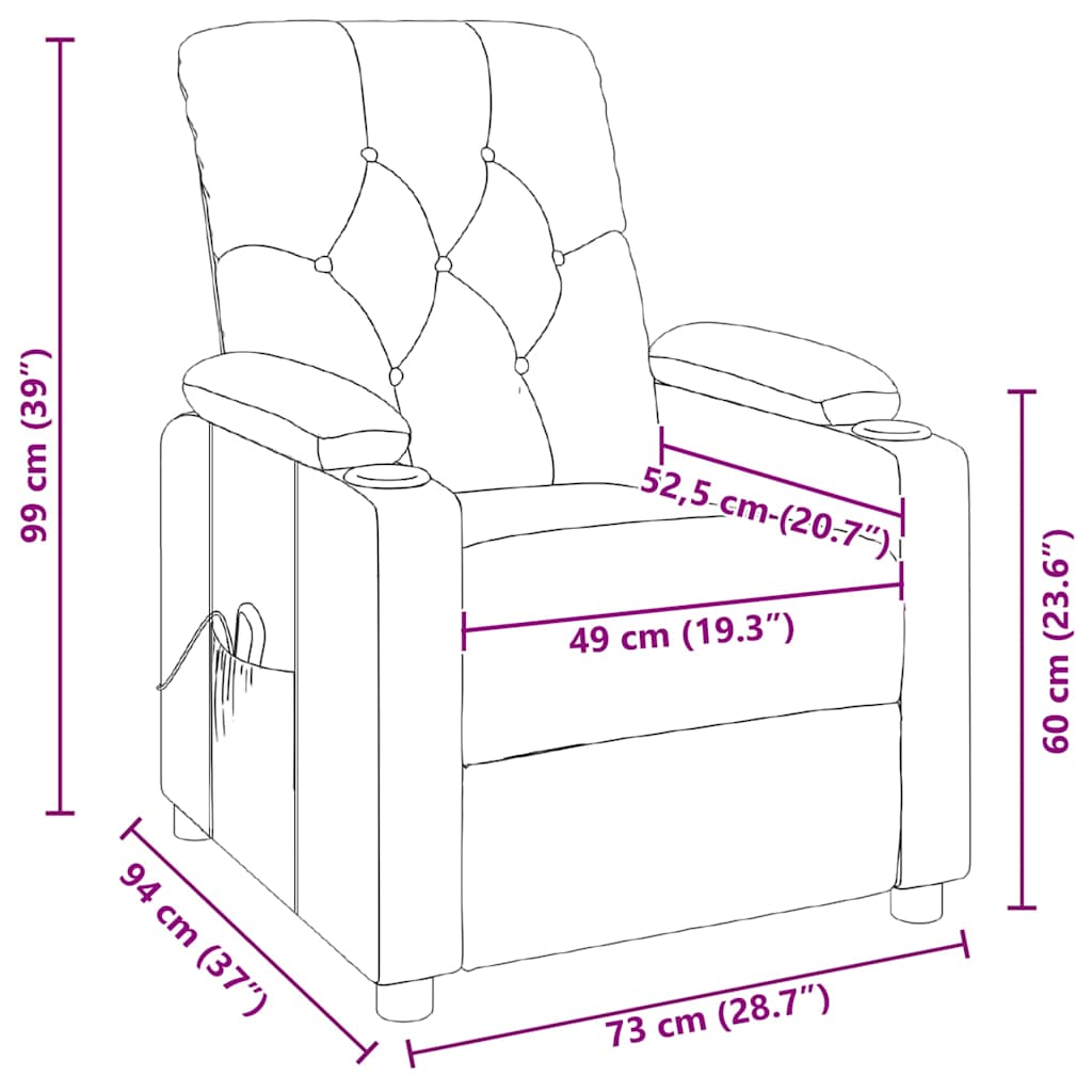 vidaXL Massage Recliner Fabric Light Grey