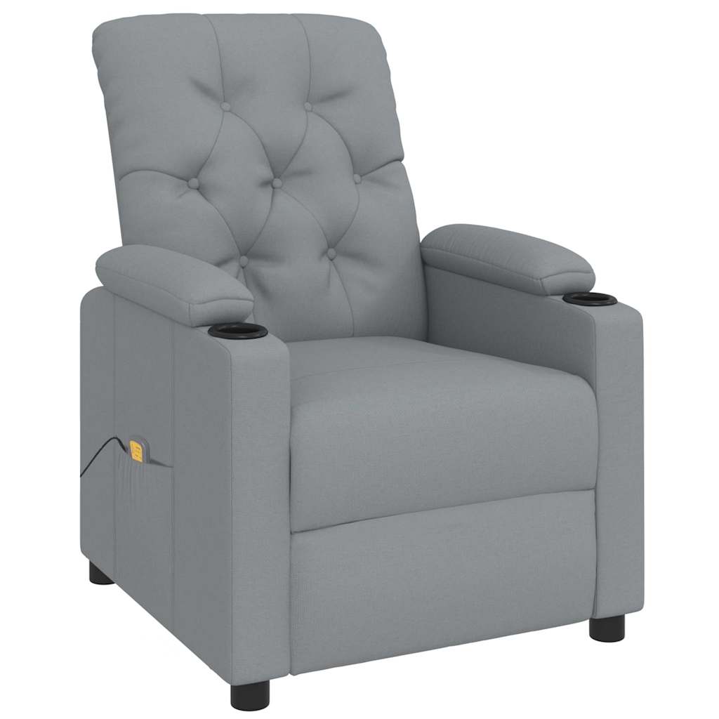 vidaXL Massage Recliner Fabric Light Grey