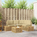 vidaXL Sofa-Sets met kussen 5 Stuk Natuurlijk en Crème