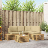 vidaXL Sofa-Sets met kussen 5 Stuk Natuurlijk en Crème