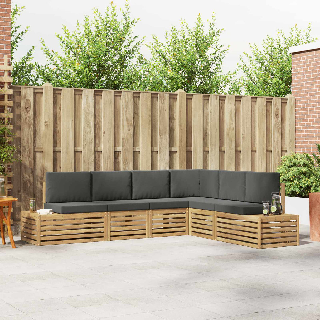 vidaXL Sofa Sets with Cushions 6 Pieces Natural and Cream