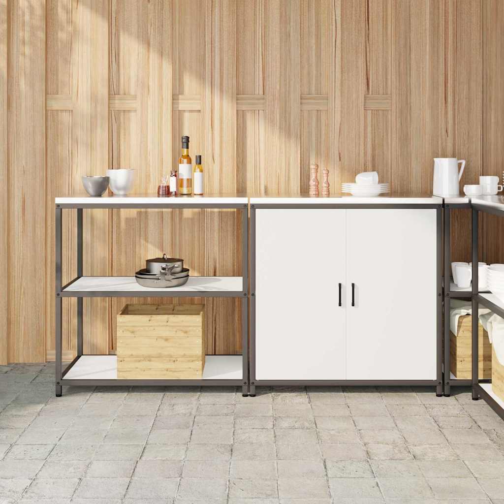 vidaXL Keukenopbergsysteem met plank 2 pcs Zwart Koudgewalst staal