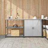 vidaXL Keukenopbergsysteem met plank 2 pcs Zwart Koudgewalst staal