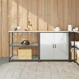 vidaXL Keukenopbergsysteem met plank 2 pcs Zwart Koudgewalst staal