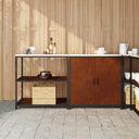 vidaXL Keukenopbergsysteem met plank 2 pcs Zwart Koudgewalst staal