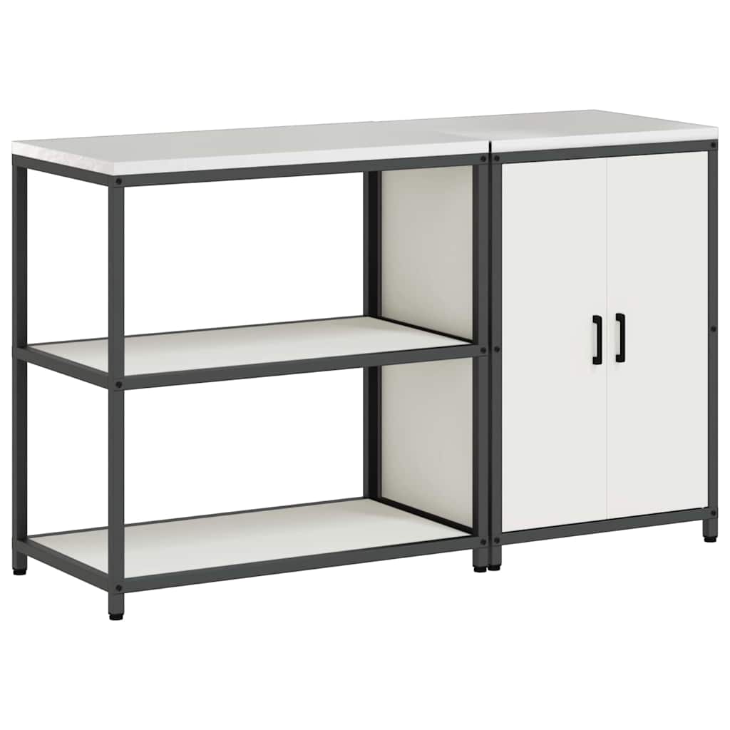 vidaXL Keukenopbergsysteem met plank 2 pcs Zwart Koudgewalst staal