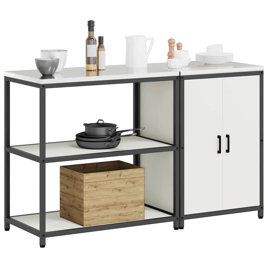 vidaXL Keukenopbergsysteem met plank 2 pcs Zwart Koudgewalst staal