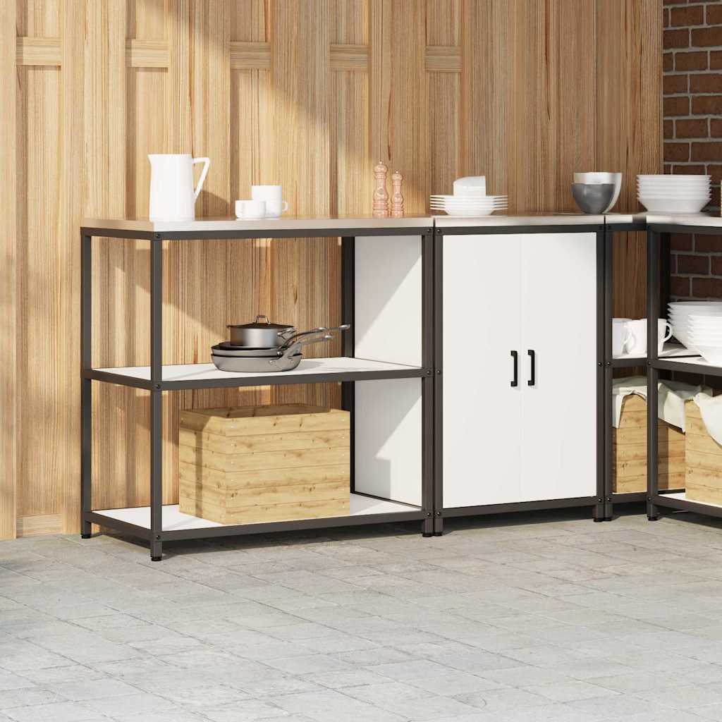 vidaXL Keukenopbergsysteem met plank 2 pcs Zwart Koudgewalst staal