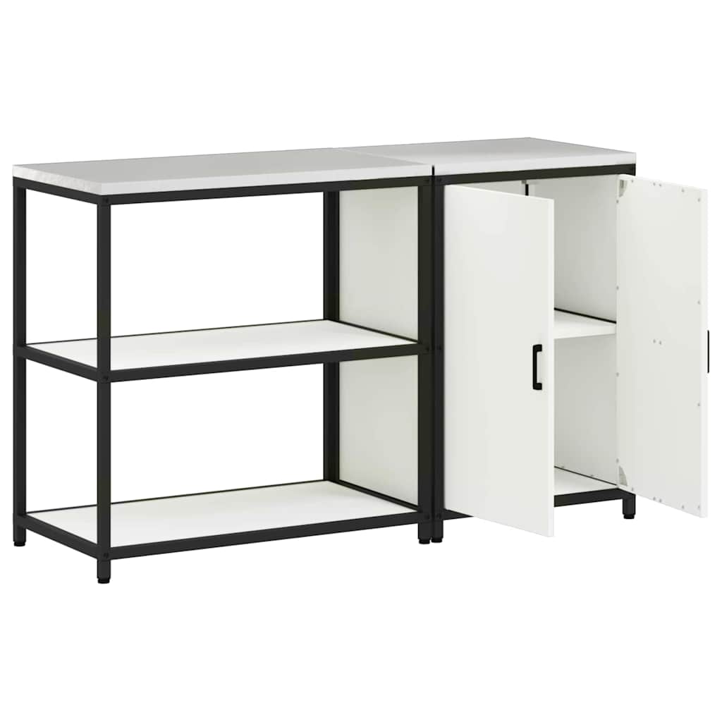 vidaXL Keukenopbergsysteem met plank 2 pcs Zwart Koudgewalst staal