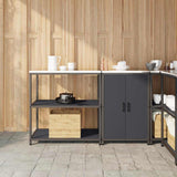 vidaXL Keukenopbergsysteem met plank 2 pcs Zwart Koudgewalst staal