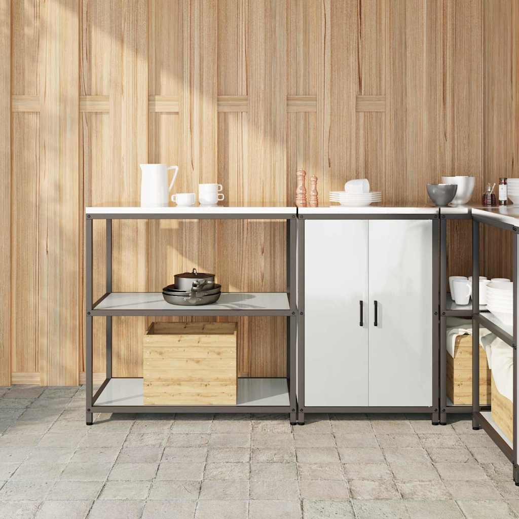 vidaXL Keukenopbergsysteem met plank 2 pcs Zwart Koudgewalst staal