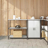 vidaXL Keukenopbergsysteem met plank 2 pcs Zwart Koudgewalst staal