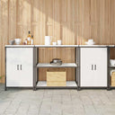 vidaXL Kitchen storage system with shelf 3 pcs Black Cold-rolled steel