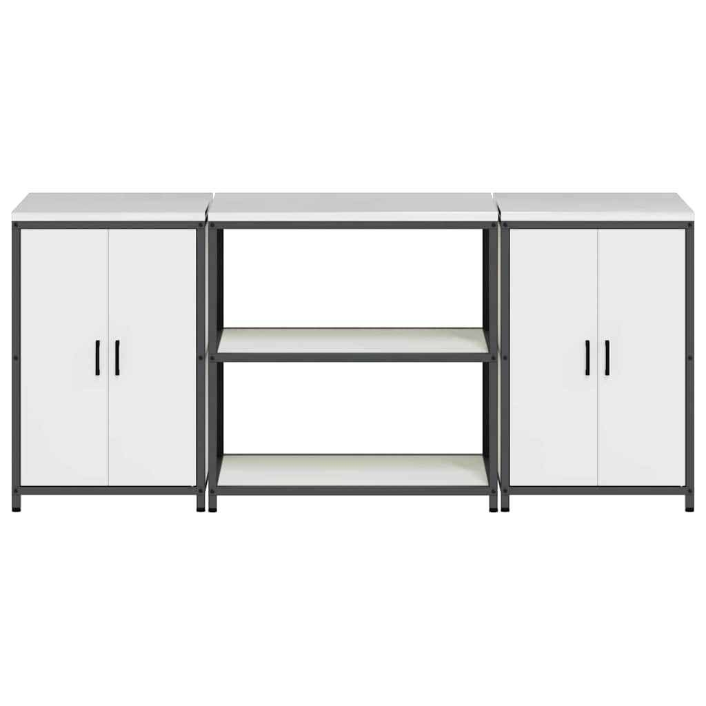 vidaXL Kitchen storage system with shelf 3 pcs Black Cold-rolled steel