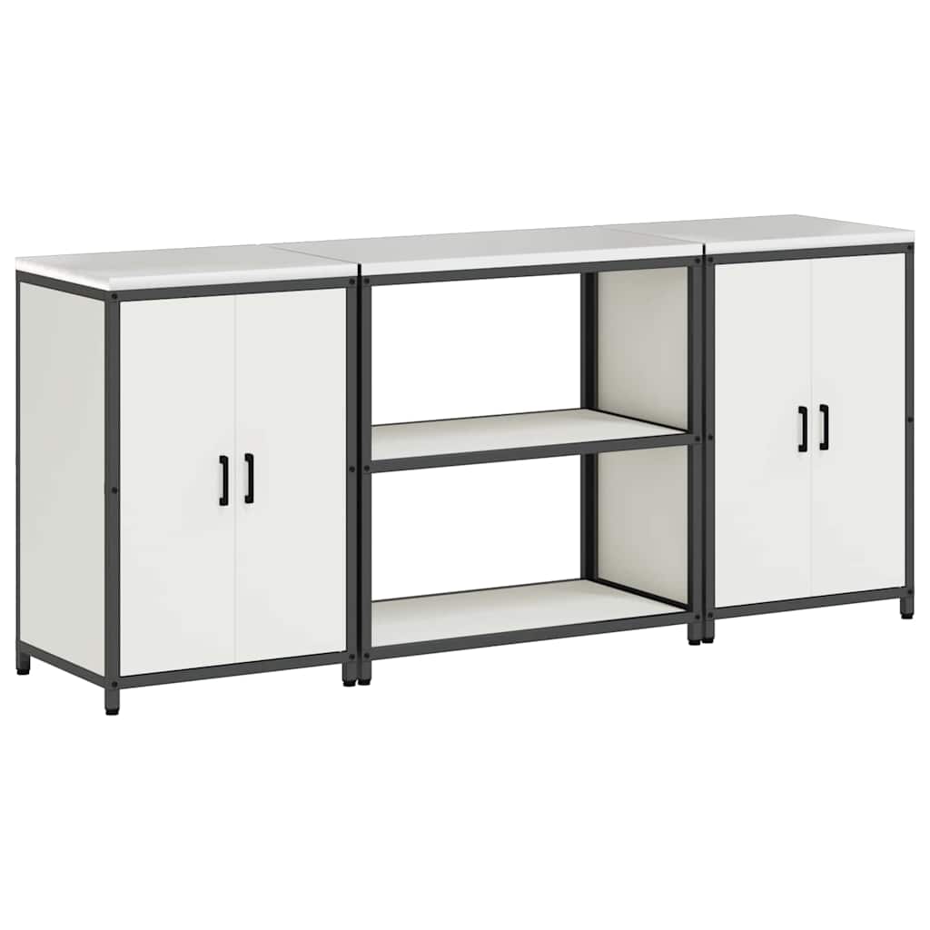 vidaXL Kitchen storage system with shelf 3 pcs Black Cold-rolled steel