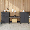 vidaXL Kitchen storage system with shelf 3 pcs Black Cold-rolled steel
