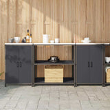 vidaXL Kitchen storage system with shelf 3 pcs Black Cold-rolled steel
