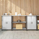 vidaXL Kitchen storage system with shelf 3 pcs Black Cold-rolled steel