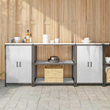 vidaXL Kitchen storage system with shelf 3 pcs Black Cold-rolled steel