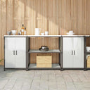 vidaXL Kitchen storage system with shelf 3 pcs Black Cold-rolled steel