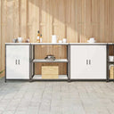 vidaXL Keukenopbergsysteem met plank Anders 3 pcs Zwart Staal