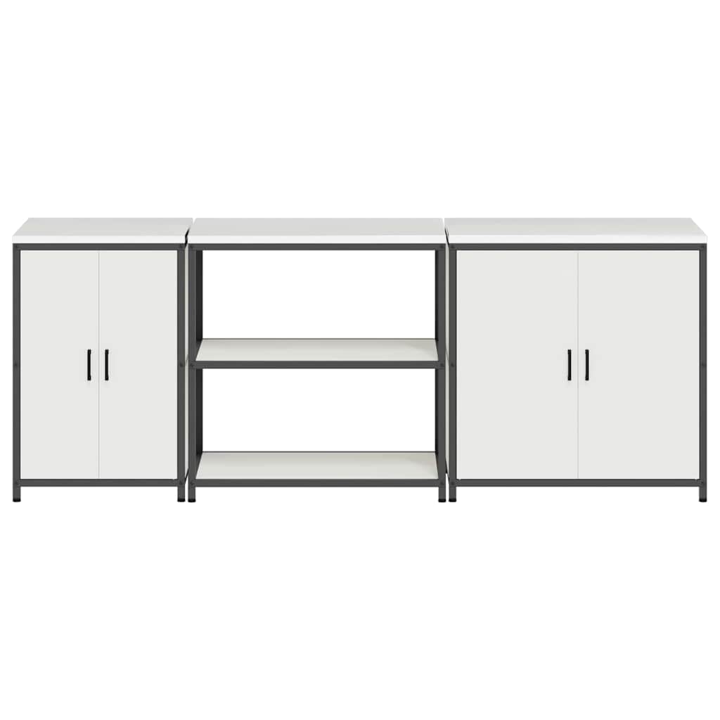 vidaXL Keukenopbergsysteem met plank Anders 3 pcs Zwart Staal
