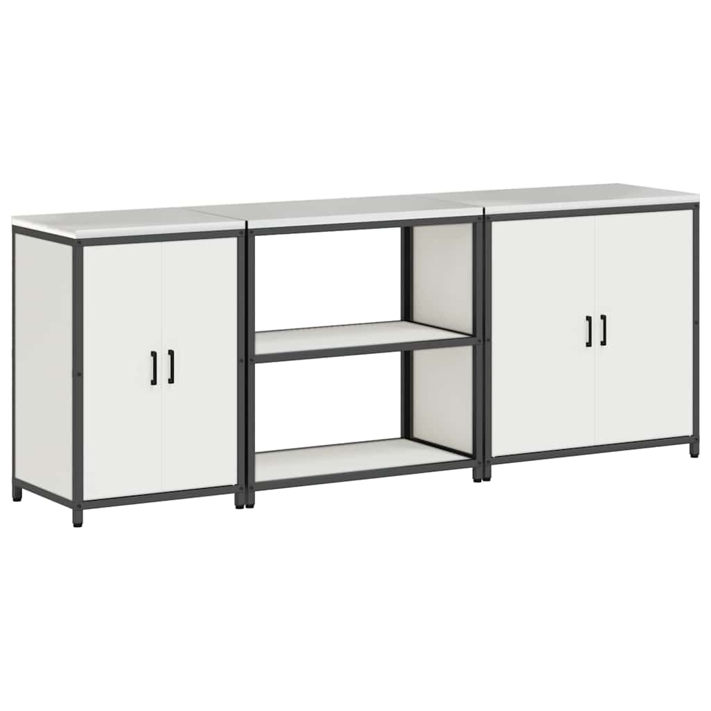 vidaXL Keukenopbergsysteem met plank Anders 3 pcs Zwart Staal