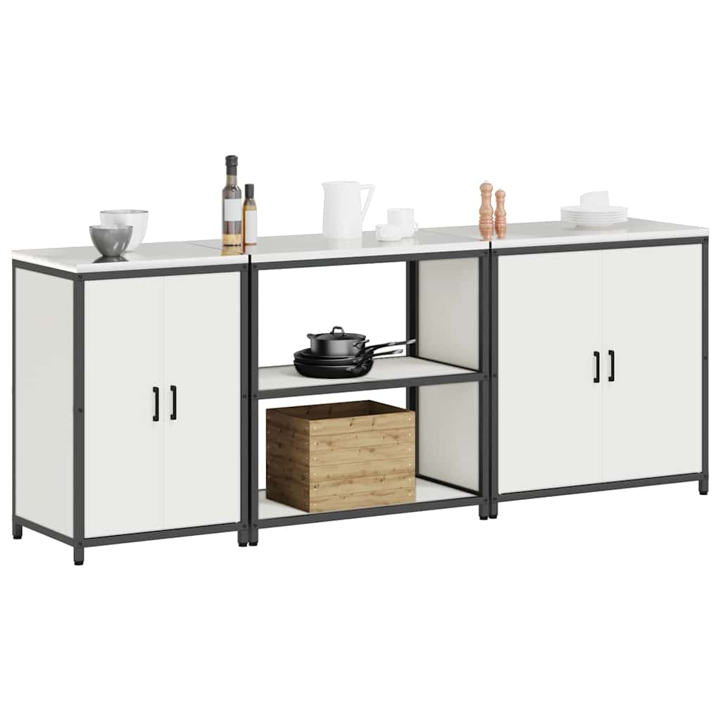 vidaXL Keukenopbergsysteem met plank Anders 3 pcs Zwart Staal