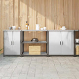 vidaXL Keukenopbergsysteem met plank Anders 3 pcs Zwart Staal