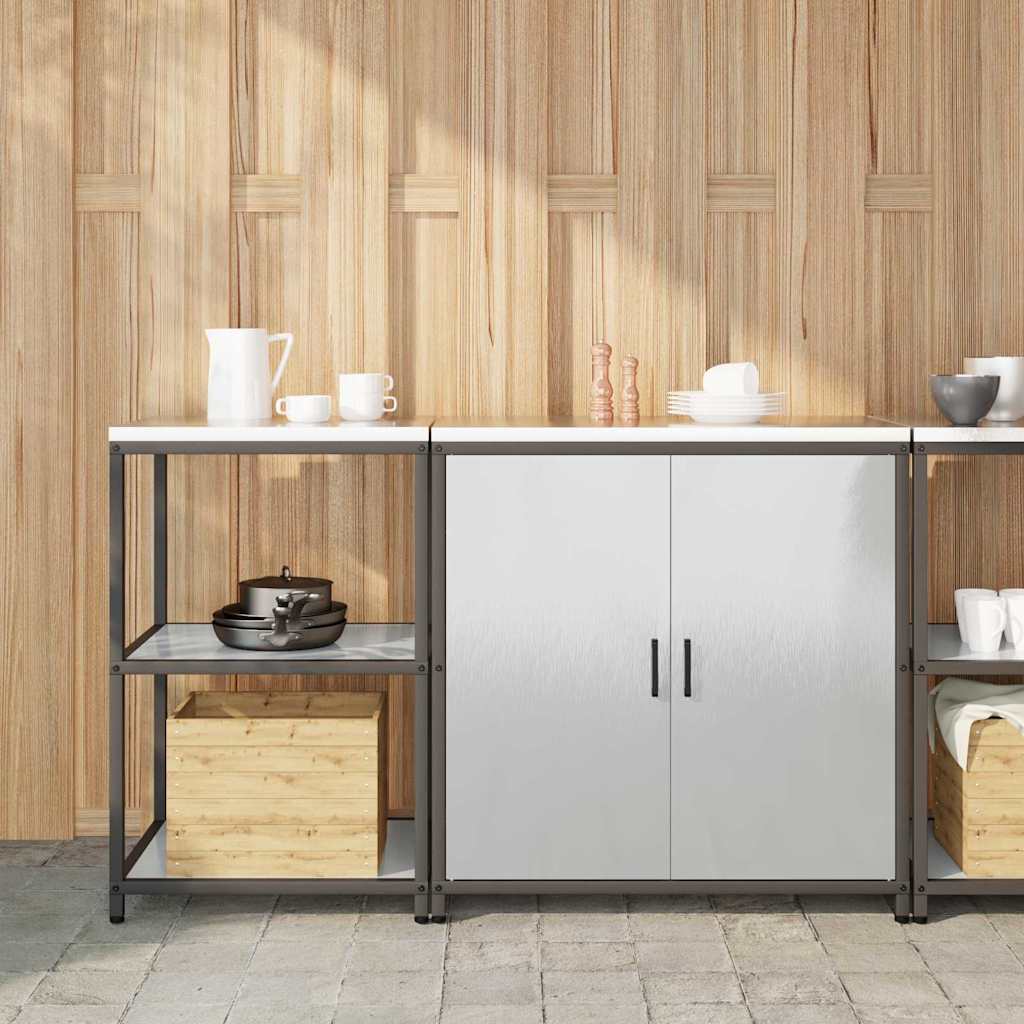 vidaXL Keukenopbergsysteem met plank 2 pcs Zwart Koudgewalst staal