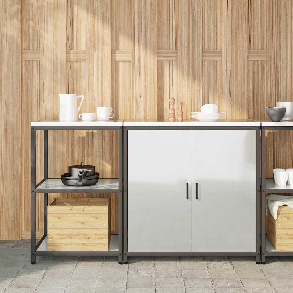 vidaXL Keukenopbergsysteem met plank 2 pcs Zwart Koudgewalst staal