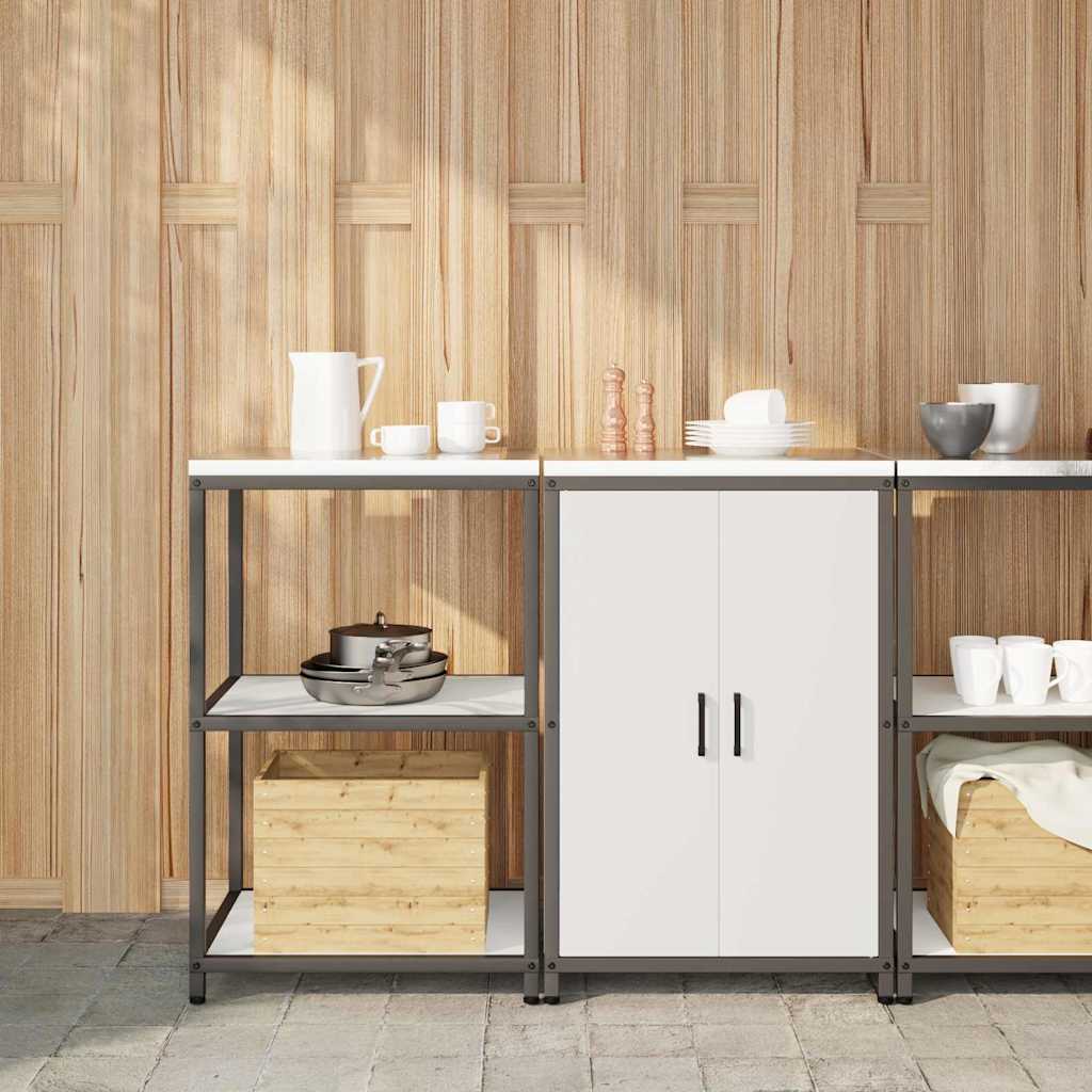vidaXL Keukenopbergsysteem met plank 2 pcs Zwart Koudgewalst staal