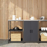 vidaXL Keukenopbergsysteem met plank 2 pcs Zwart Koudgewalst staal