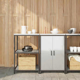 vidaXL Keukenopbergsysteem met plank 2 pcs Zwart Koudgewalst staal