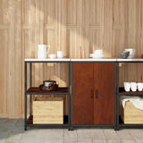 vidaXL Keukenopbergsysteem met plank 2 pcs Zwart Koudgewalst staal