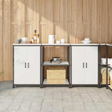 vidaXL Kitchen storage system with shelf 3 pcs Black Cold-rolled steel