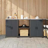 vidaXL Kitchen storage system with shelf 3 pcs Black Cold-rolled steel