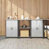 vidaXL Kitchen storage system with shelf 3 pcs Black Cold-rolled steel