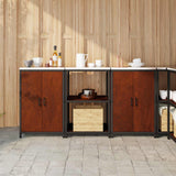vidaXL Kitchen storage system with shelf 3 pcs Black Cold-rolled steel