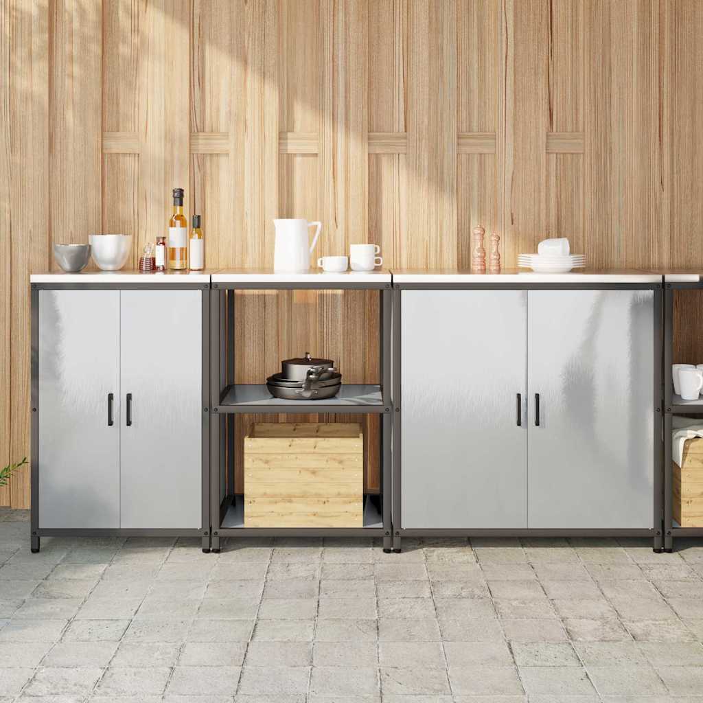 vidaXL Keukenopbergsysteem met plank Anders 3 pcs Zwart Staal