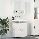 vidaXL Bathroom Furniture Set with Storage 2 pcs White Engineered Wood & Metal