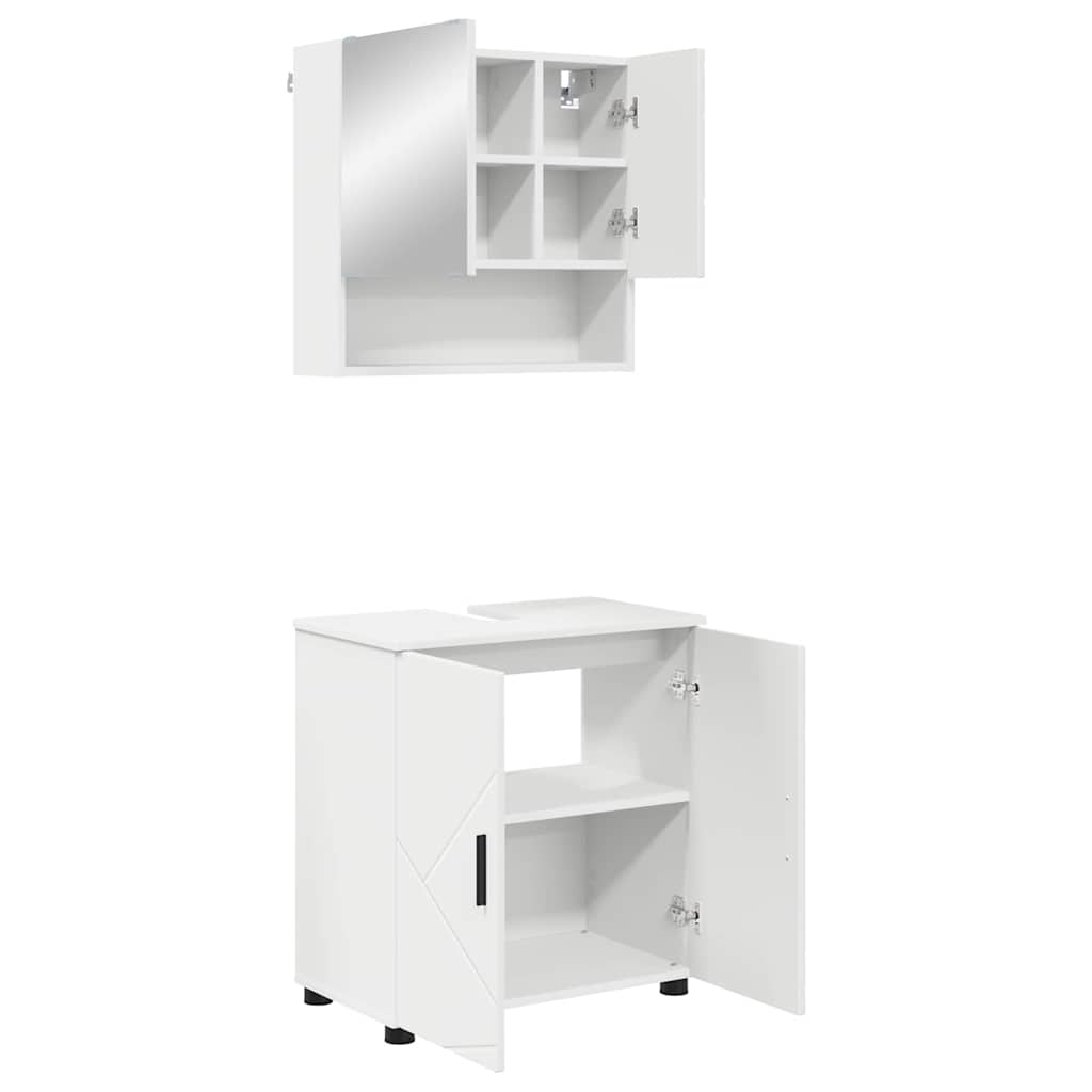 vidaXL Bathroom Furniture Set with Storage 2 pcs White Engineered Wood & Metal
